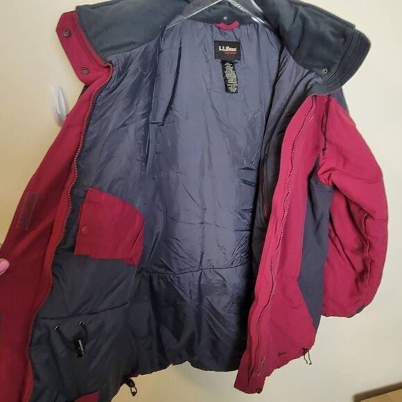 Vintage 90's LL Bean Long Ski Parka Hooded Women’s Regular Large Red Jacket ORF9 - Picture 5 of 6
